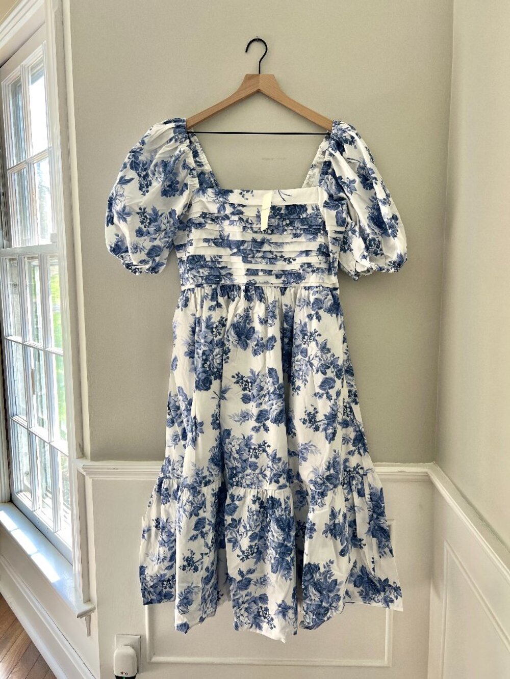 NWT Abercrombie & Fitch Emerson Poplin Puff-Sleeve Midi Dress - Large Tall - Picture 3 of 9